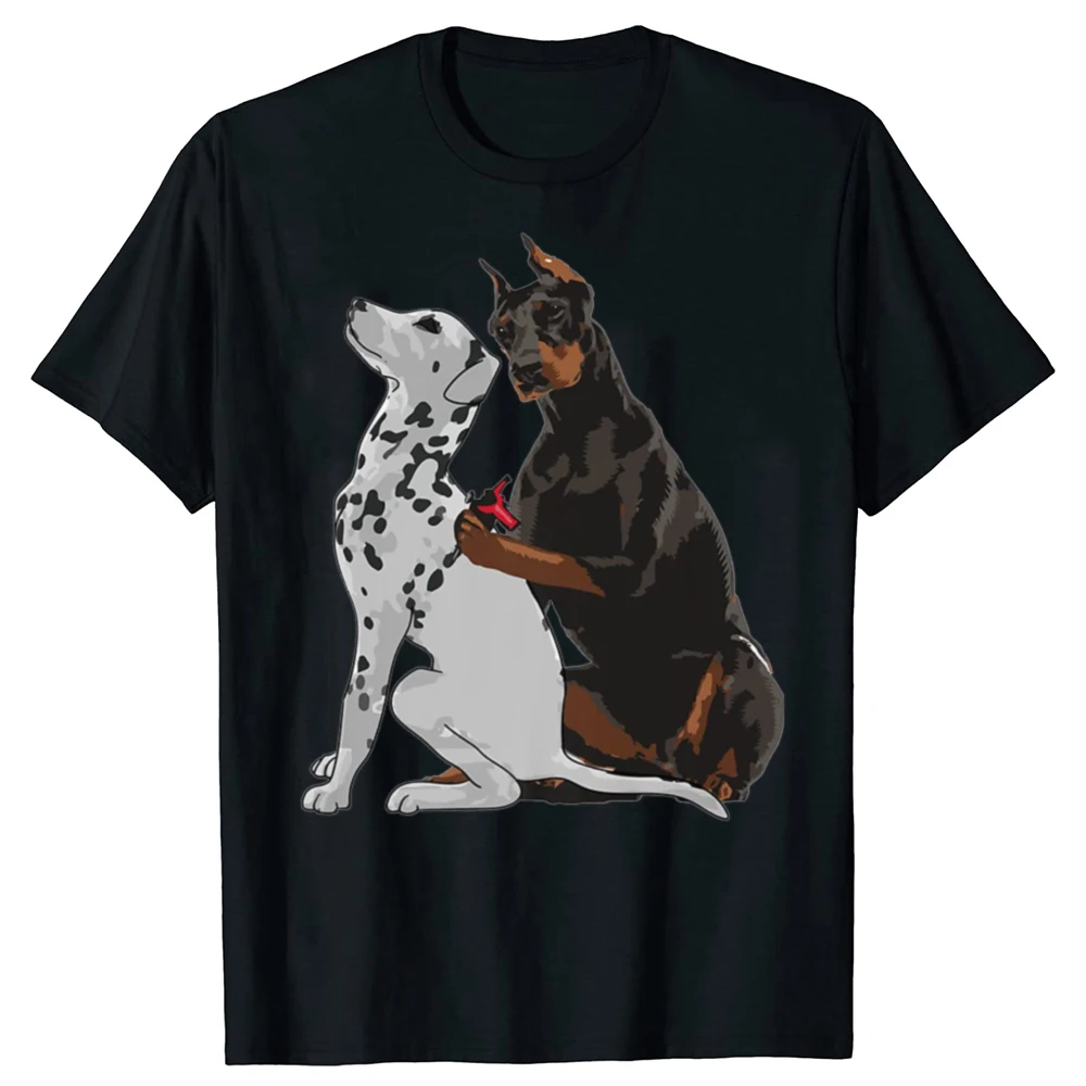 Sommer Neue Mode Herren Freizeit T-Shirt Dobermann Tattoo Dalmatiner Hund Aufdruck Kurzarm-Shirt Kleidung Mode Casual