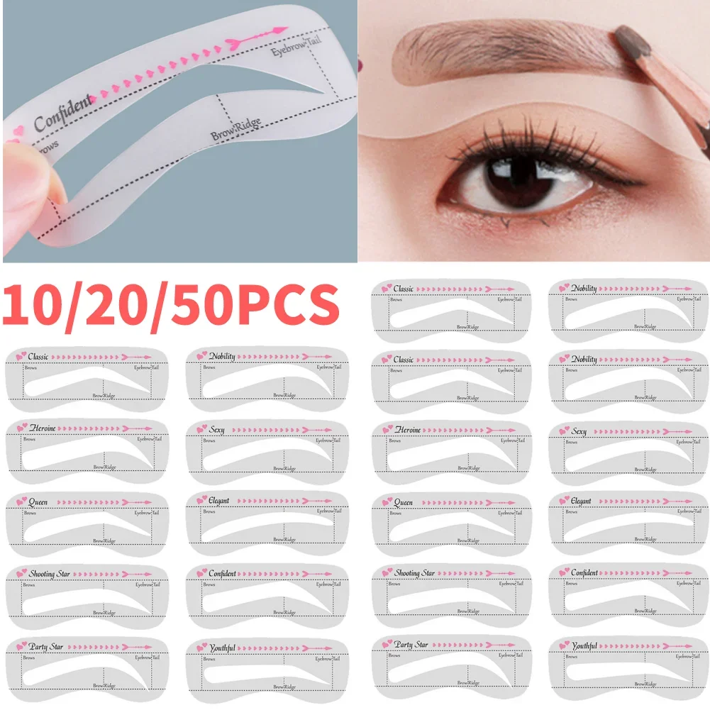 10-50Pcs Card Eyebrow Stencil Reusable Eyebrow Stencil Eye Brow Drawing Guide Beauty Tool Stickers Styling Shaping Template Card