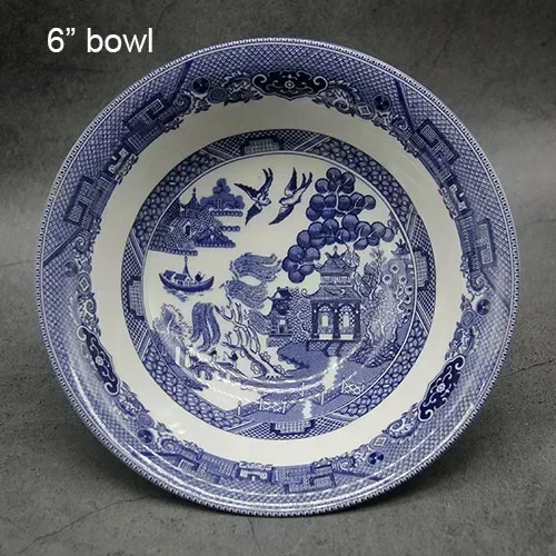 The Blue Willow Set Dinner Elegant England Ware Style Ceramic Breakfast Beef Plate Dishes Dessert Soup Dish Bowl