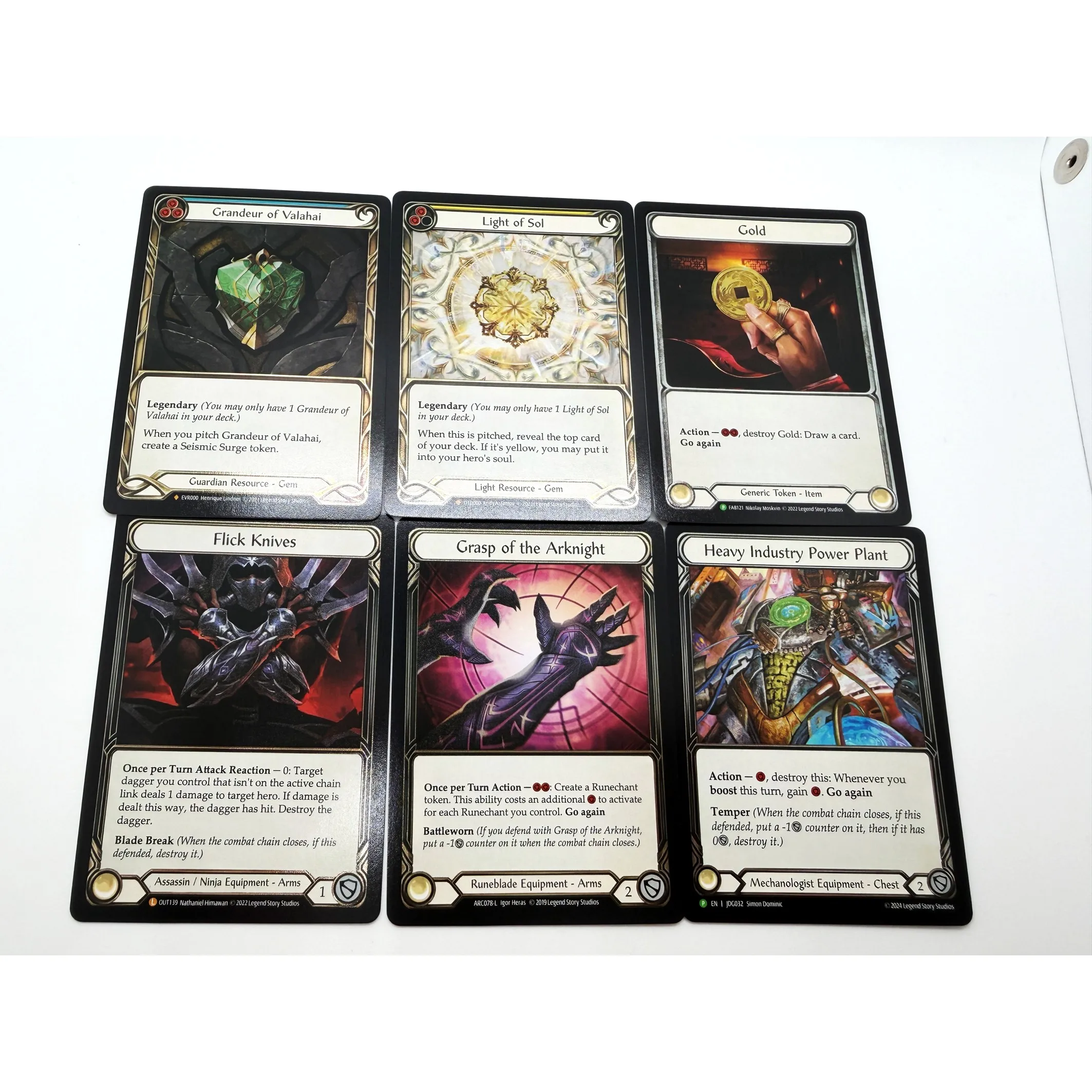 플레시 앤 블러드 TCG FAB 페이블드 & 저그 프로모션 세트 라이트 오브 솔, 그랜드르 오브 발라하이, 헤비 인더스트리 파워 플랜트 - DIY 프록시 카드