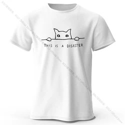 Elegant Minimalist Cat Line Art 100% Cotton Unisex Tee - Soft, Breathable Round Neck Short Sleeve - XXXL (White)