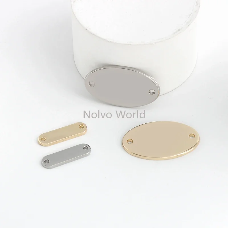 50/100PCS 20x6mm,30x19mm Small Rectangle Custom Logo Metal