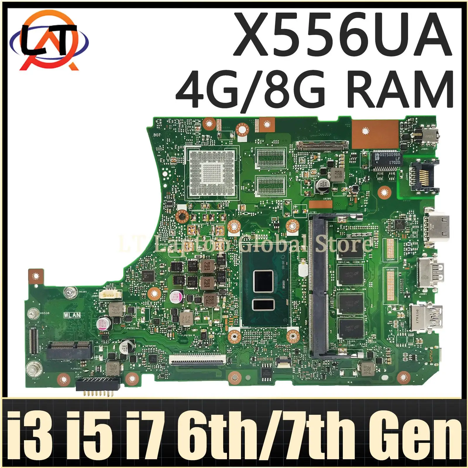 

X556UA MAINboard For ASUS X556UF X556UV X556UAM X556UJ X556UAK A556U X556U Laptop Motherboard I3 I5 I7 CPU DDR3/DDR4 4G/8G RAM