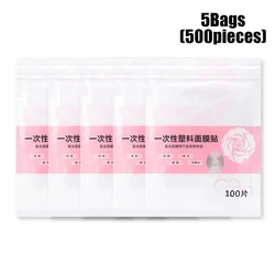 Disposable Plastic Film Full Face Cleansing Masks - Transparent Facial Beauty Wraps for Makeup Application (500/100 Sheets) (500pc - 5Bag)