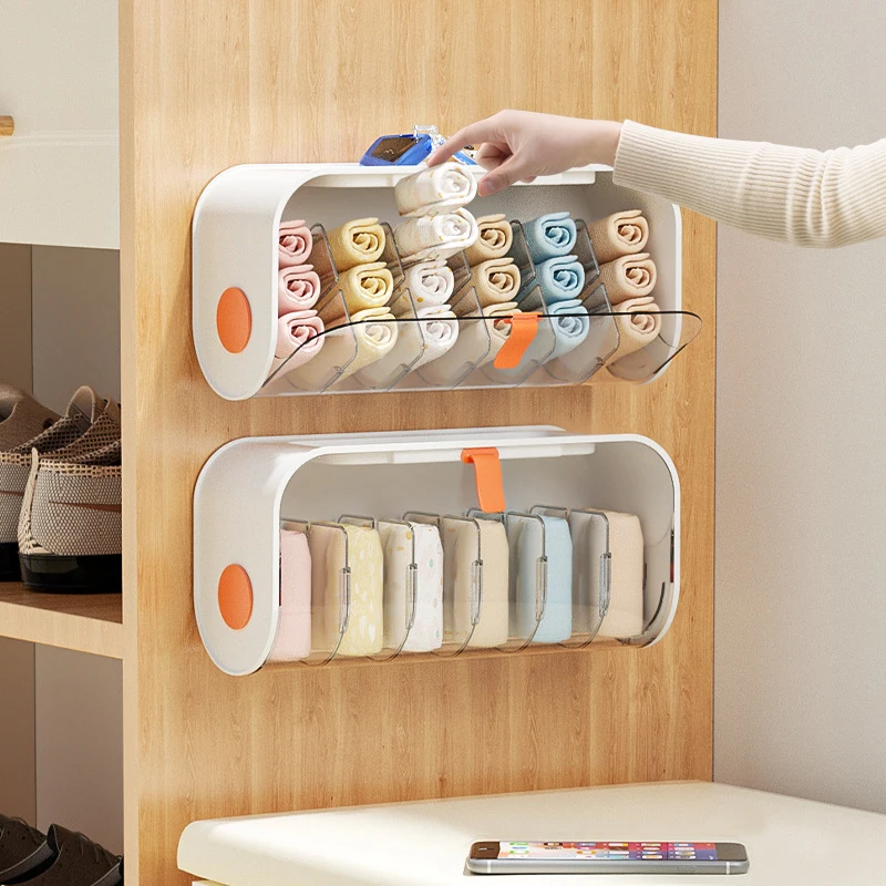

Wall Hanging Underwear Storage Box Socks Divided Storage Box Transparent Wall Hanging Underwear Panties Socks Storage Box