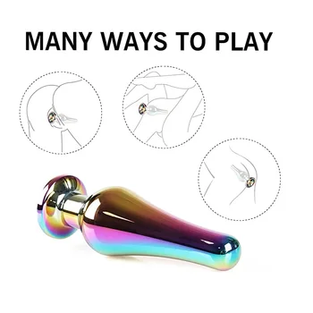 Rainbow metal small large set heavy anal beads butt plug jewelry Anus Stimulator Sex Toy for Men Women BDSM Prostate Massage 3