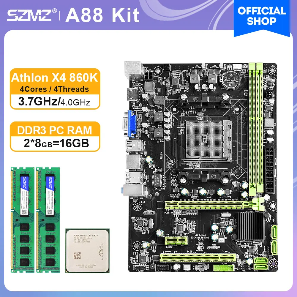 Szmz Amd A88 Motherboard Set With Athlon X4 860k Processor + 16gb Ddr3