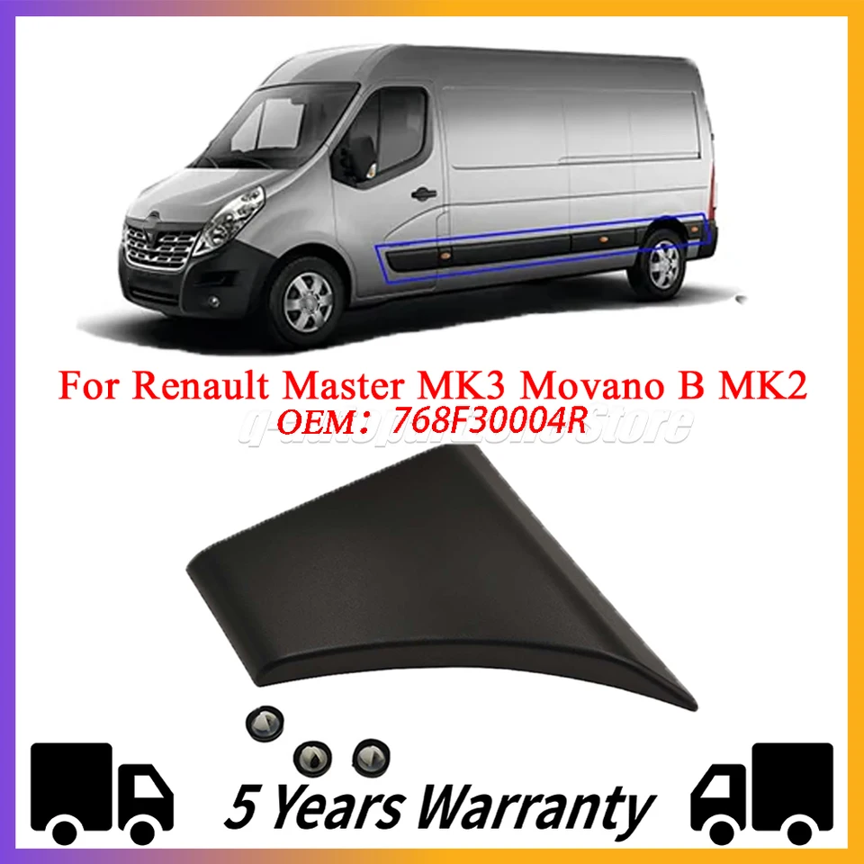 BuyBoxEU Rear Right Side Door Strip Molding For Renault Master / Opel Movano (2010-2024) - Black Plastic