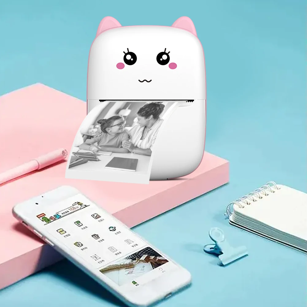 휴대용 미니 열전사 프린터, 블루투스 호환, 1000mAh 라벨 메이커, USB 충전식, 무선 BT 메모, 잘못된 질문 인쇄