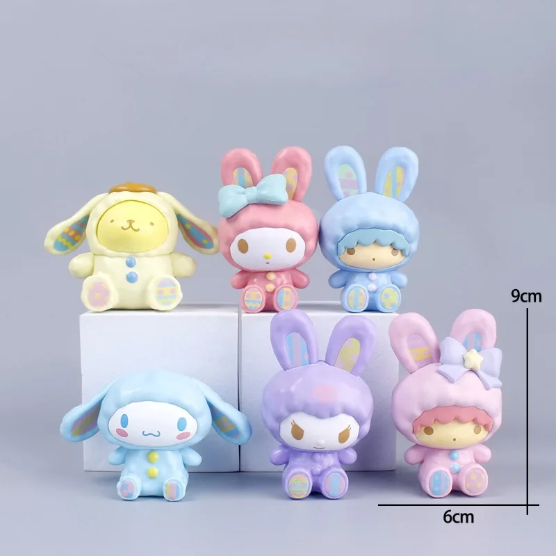 

New Sanrio Cartoon Figurine Anime Figures Theme Kuromi My Melody Model Dolls Childrens Birthday Gifts Student Bedroom Decoration