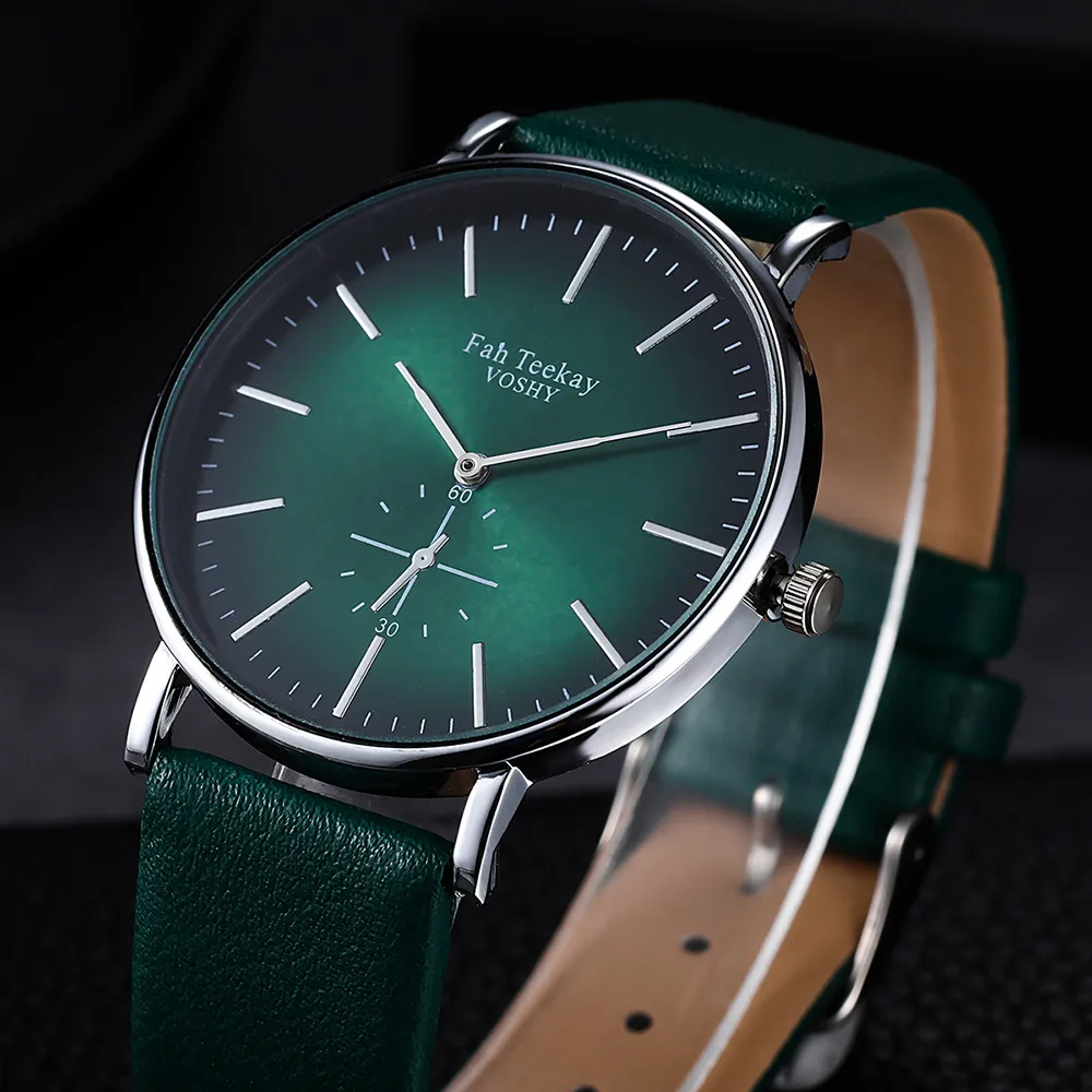 

Women Men Watches Leather Fashion Casual Simple Black Green Ladies Bracelet Clock Alloy Quartz Wrist Watch Relogio Feminino