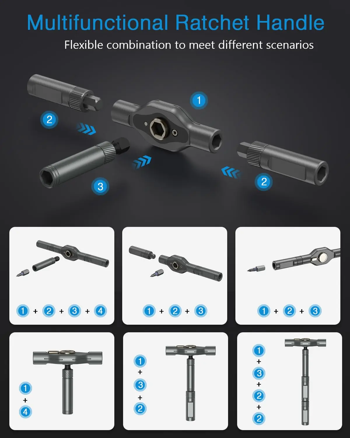 Ratchet Screwdriver Set 42 in 1 Ratchet Screwdriver Set 40 Multi-Function Bits with Ratchet T-Handle Suitable for Tool Bicycle and Electronics Repair