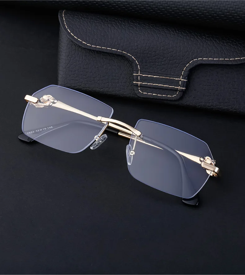 Retro Sonnenbrille Für Herren Quadratisch Randlos Leopard_voghion.com