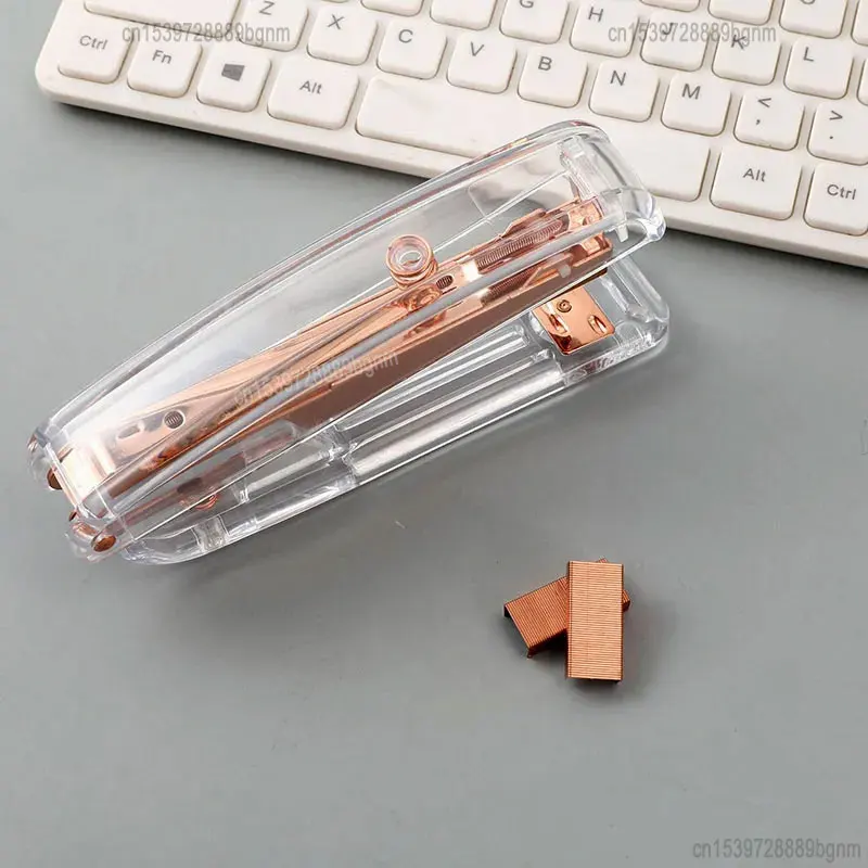DELVTCH Transparent Stapler Fit For Metal 12# 24/6 Staples Rose Silver Color Office Accessories School Stationery Binding Supply for push stapler,mini stapler set,hand stapler,metal stapler,rotary stapler,dual mode stapler,rotatable stapler,electric stapler