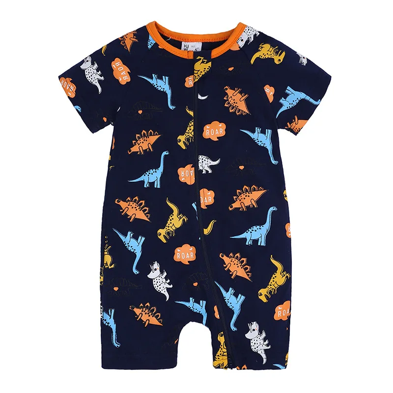 Short-Sleeve Baby Rompers Animal Dinosaur Print Baby Boy Clothes Jumpsuit Summer Onesie Infant Baby Girls Newborn Clothings Newborn Knitting Romper Hooded  Baby Rompers