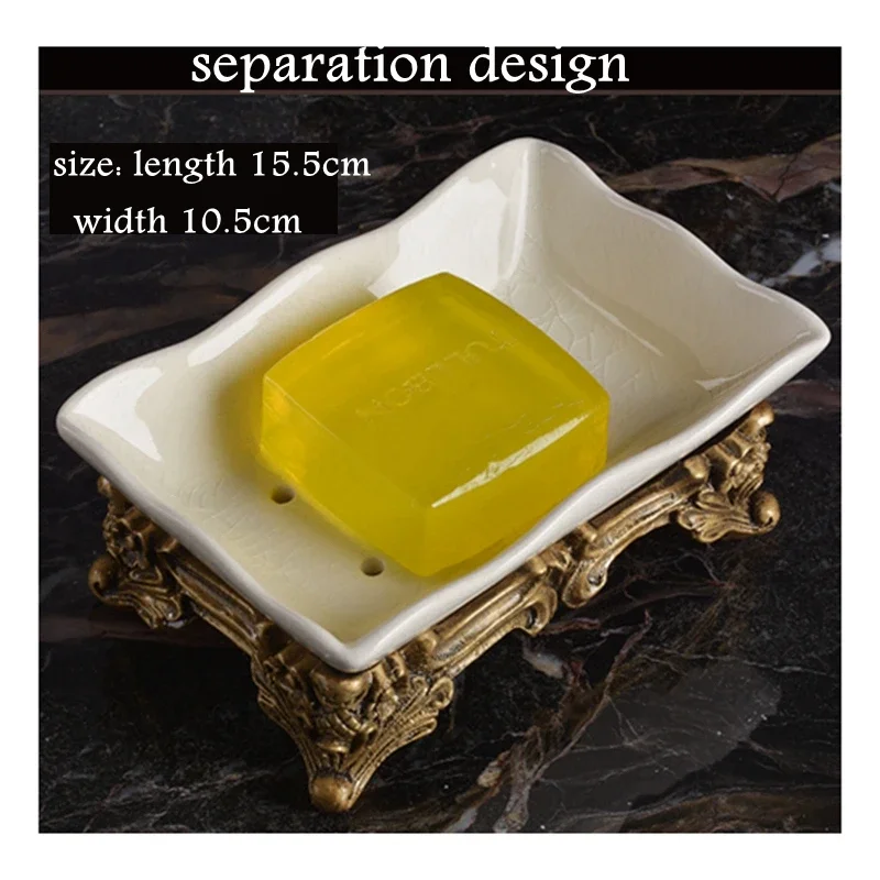 

European Court Style Soap Dish Vintage Draining Hole Ice Crack Ceramic Soap Rack Resin Pedestal Soap Tray Bathroom Accessorries