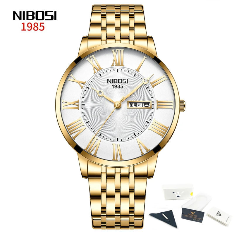 Relogio Masculino NIBOSI Mens Watches Top Brand Luxury Fashion Quartz Watch Men Casual Stainless Steel Waterproof Sport Watch 