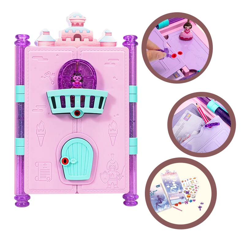 Livre magique princesse pour filles, jouet pour journal intime avec clés de verrouillage, taille-crayon, gomme autocollante, fournitures éducatives, jouet cadeau pour enfant fille