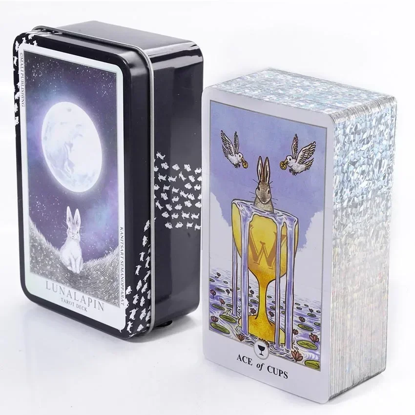 Lunalapin Rabbit Tarot Iron Box Gra karciana 10,3x6 cm 78szt