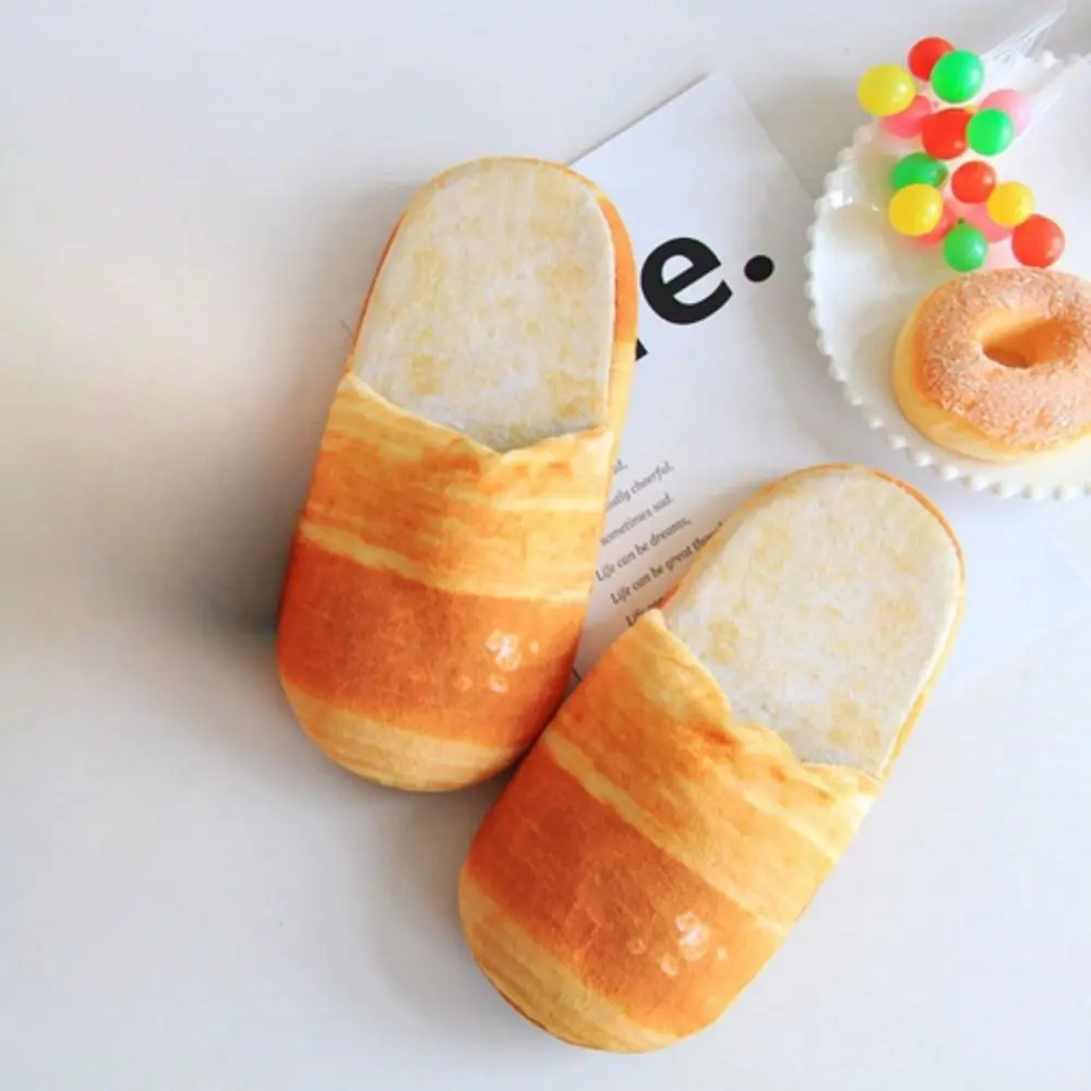 Creative Simulation Bread Slippers Soft Bottom Funny Plush French Bread Slippers Thick Sole Shoes 3D Bread Slides Bedroom 4