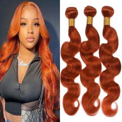 Body Wave Bundle Human Hair Brazilian Hair Ginger Orange Bundle 1/3/4 Virgin Hair 30 Inch Original Hair Extensions
