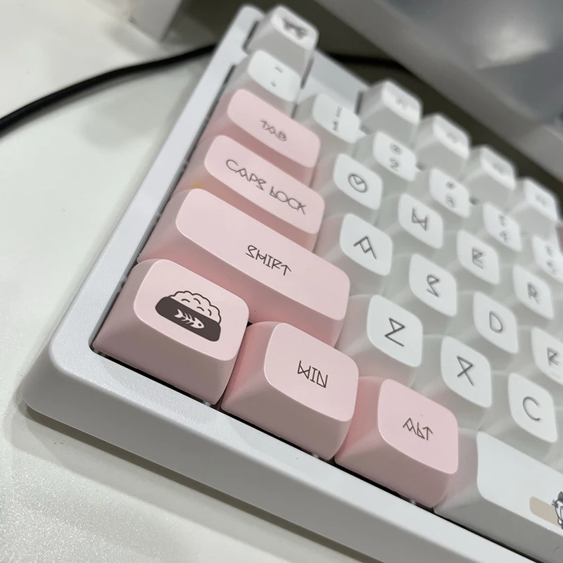 Cute Cat Tema Rosa Keycap Xda Perfil Keycaps Pbt Dye-sub Cherry mx Switch Gmmk Pro Gaming Teclado Mecânico 136 Chaves - Imagem 6