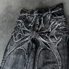 Y2K Phantom Jeans High Street Spider Embroidered Patch Hip Hop Streetwear Gothic Retro Oversized Baggy Fit Unisex Mopping Pants 2