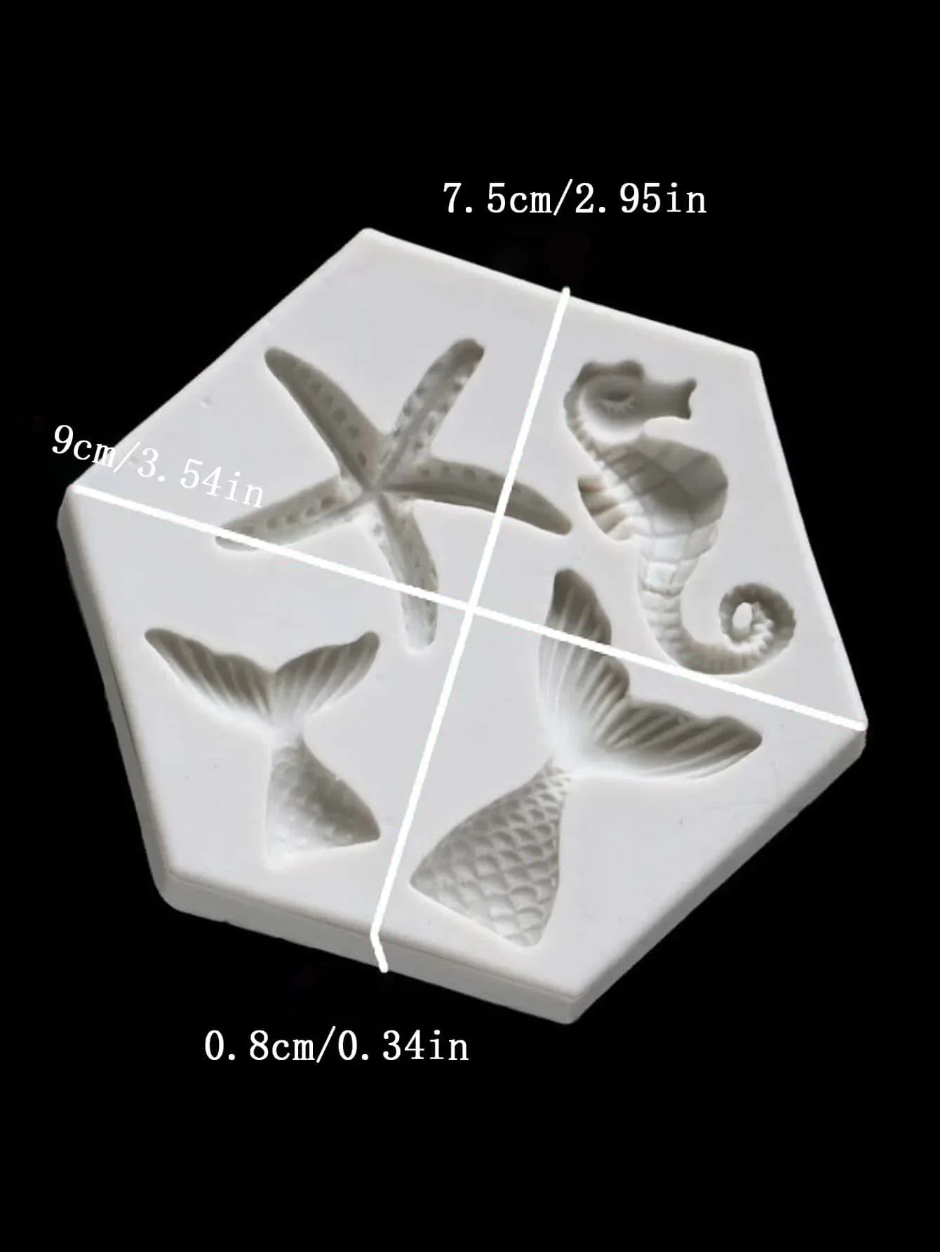 1pc-Ocean Series DIY Baking Small Fish Tail Starfish Haima Liquid Silicone Mold