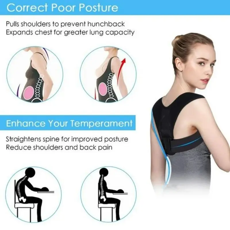 Back Posture Correction Belt Hunchback Corrector Adult Men and Women Sitting Posture Correction Belt Shoulder Straight Back 3