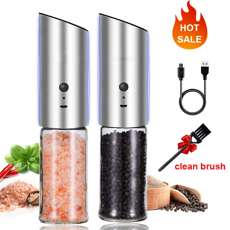 

Electric Salt and Pepper Grinder USB Rechargeable Spice Mill Automatic Salt and Pepper Shaker with Adjustable Coarseness