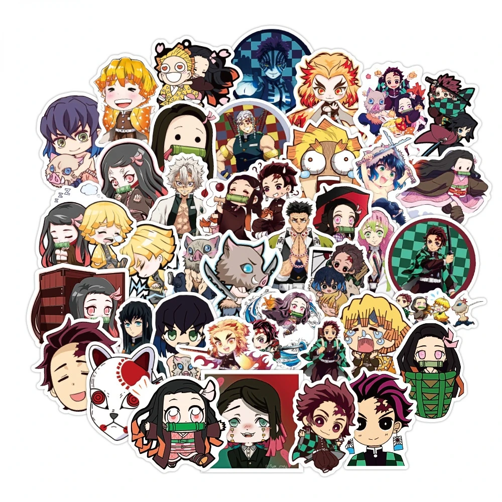 10 25 50pcs japanese anime demon slayer graffiti stickers anime luggage notebook scooter refrigerator stickers wholesale aliexpress