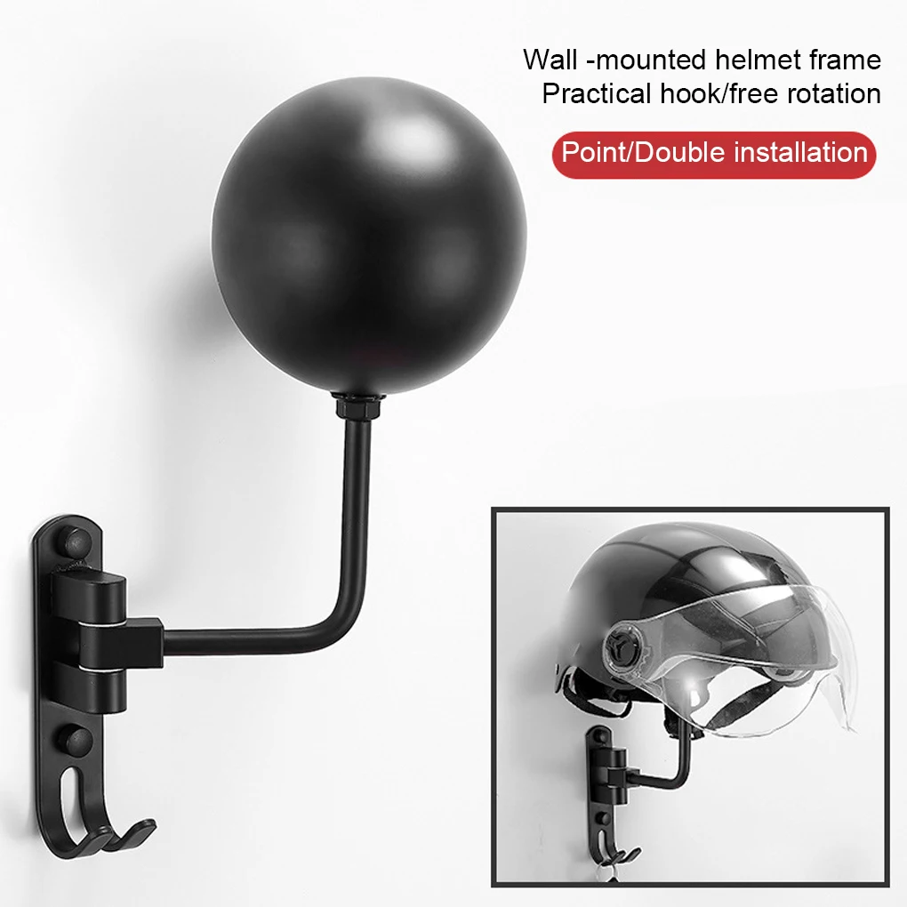 NEW Motorcycle Helmet Rack Wall-mounted 180-degree Rotation Helmet Hanger Display Holder With Double Hook For Coats Caps Hats