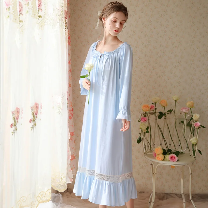 Vintage Cotton Long Night Dress Women 