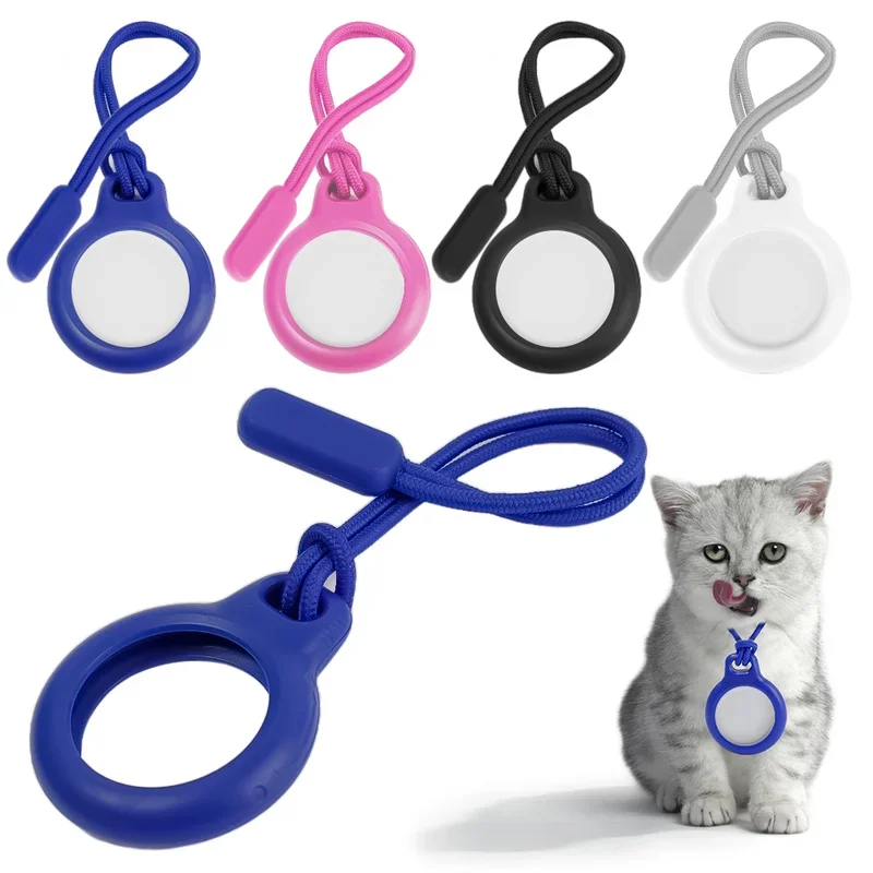 Anti Lost Tracker Key Chain Locator For Apple Airtags Cover Silicone Keychain Protection for Airtag Tracker Locator Device with Anti-Lost Nylon Rope
