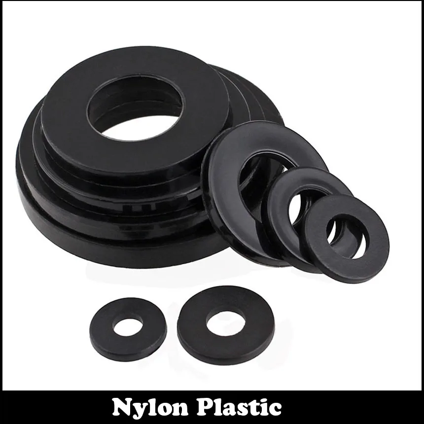 

100pcs M4 M4*8*1 M4X8X1 Black Nylon Plastic Plain Gasket Insulating Flat Washer