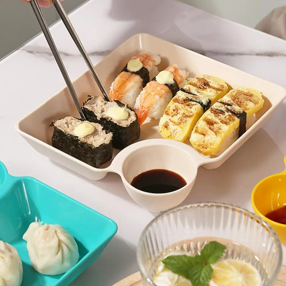 Dumpling Plate with Sauce Dish Design Versatile Easy to Clean Snacks Desserts Sushi Tray Kitchen Tableware