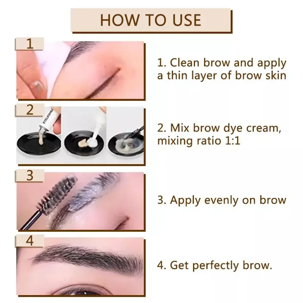 15-Minute Fast Henna Eyelash Eyebrow Dye Tint Professional Easy Dye Gel Eyelash Brown Black Color Tint Cream Kit Eyebrows Suit - Image 6