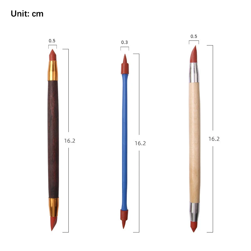 3Pcs Silicon Rubber Shaper Pen Double-head Pottery Clay Sculpture Tools Pottery Ceramics Carving Modeling Shaping Tool
