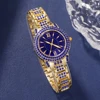 6PCS/Set Women's Blue Alloy Watch Strap Fashionable Rhinestone Quartz Watch Necklace Earrings Jewelry Set 3