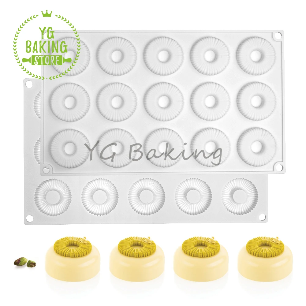 

Dorica 15 Cavity Coil Round Donut Design Silicone Mousse Mould DIY Pastry Dessert Chocolate Mold Cake Decorating Tools Bakeware