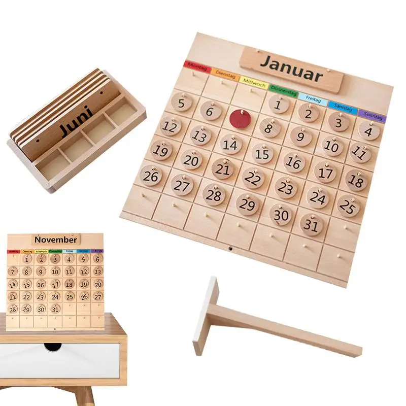 

Wooden Calendar For Kids Montessori Learning Calendar Cognition Time Week Month Ornaments Preschool Educational Toys for kids