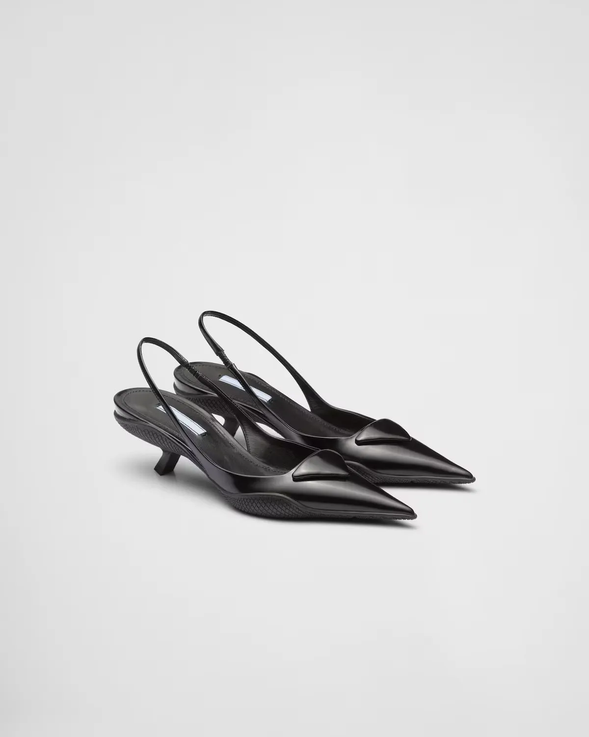 

Brushed Leather Slingback Pumps Black