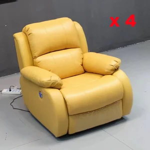 MANBAS 4 Electric Reclining Armchair Genuine Leather Recliner Chair with Power Function Living Room Chair Home Theater Furniture