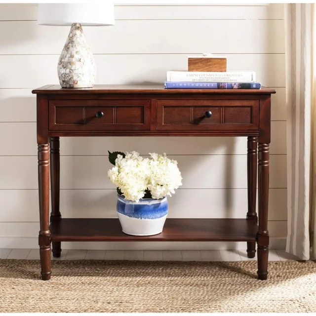 American Homes Collection Samantha Dark Cherry 2-Drawer Console Table