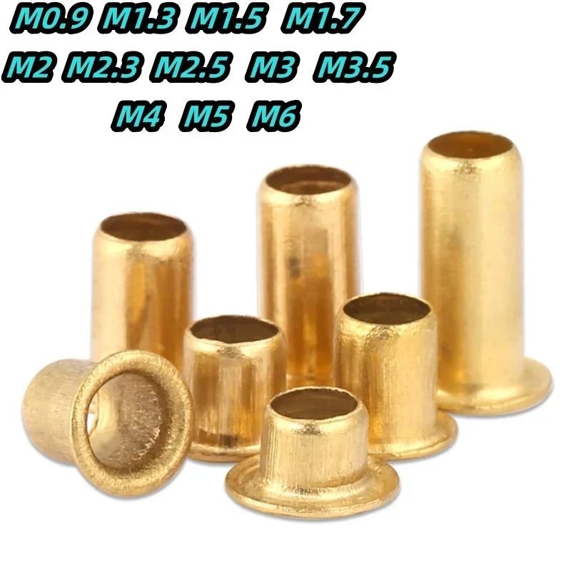 Rivets And Fasteners 50-500 Pieces of Copper Alloy Hollow Rivets, Metal Tubular Rivets M0.9 M1.3 M1.5 M1.7 M2 M2.3 M2.5 M3 M3.5 M4 M5 M6