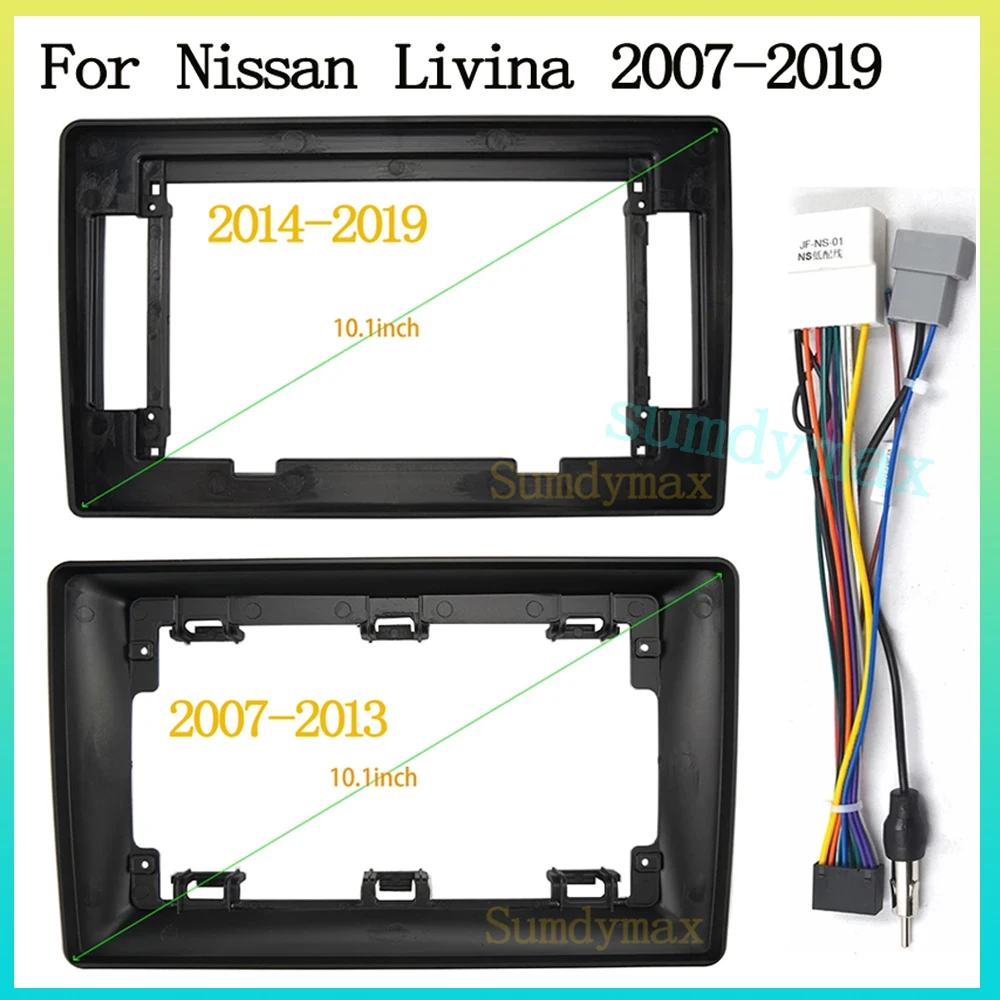 

Автомобильная рама для радиоприемника 10,1 дюйма, 2din, для Nissan Livina 2007-2019, комплект креплений для стереопанели, жгут проводов, декодер проводки