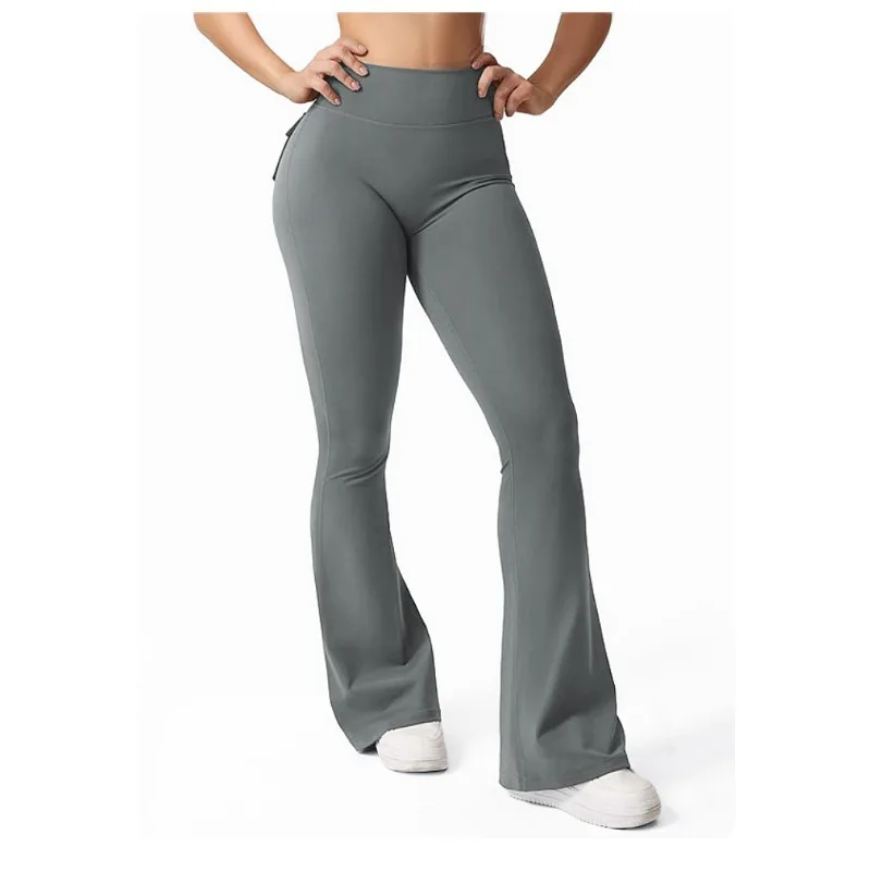 The Latest Women's Wide-leg High-elasticity Yoga Leggings Tooling Pockets Yoga Pants Hip-lifting Sports Fitness Pants Micro