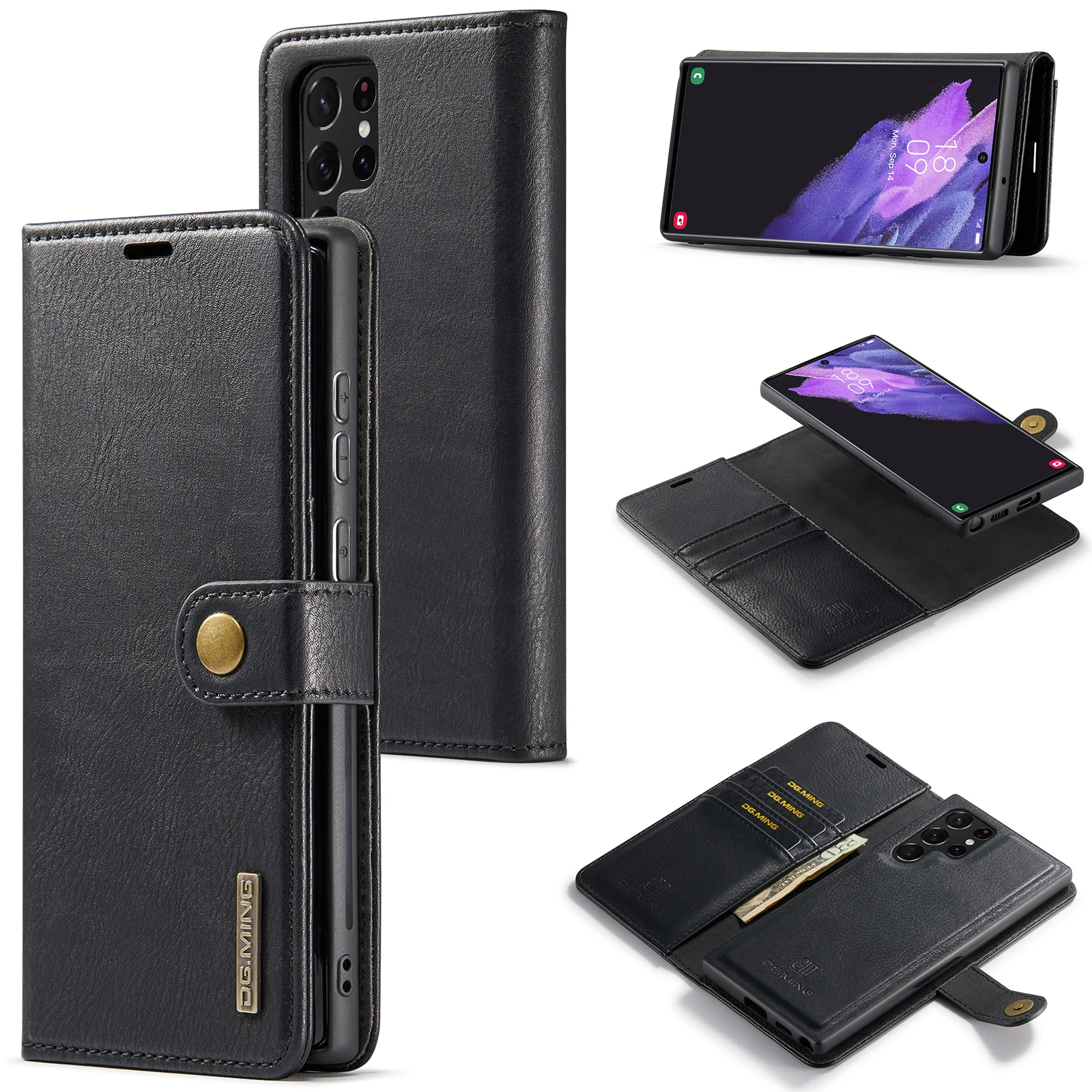 DG.Ming For Samsung S23 S22 S21 S24Ultra/Plus Note20 Ultra Leather Magnetic Wallet Phone Case for Galaxy A73 A34 A54 A14 A53 A33