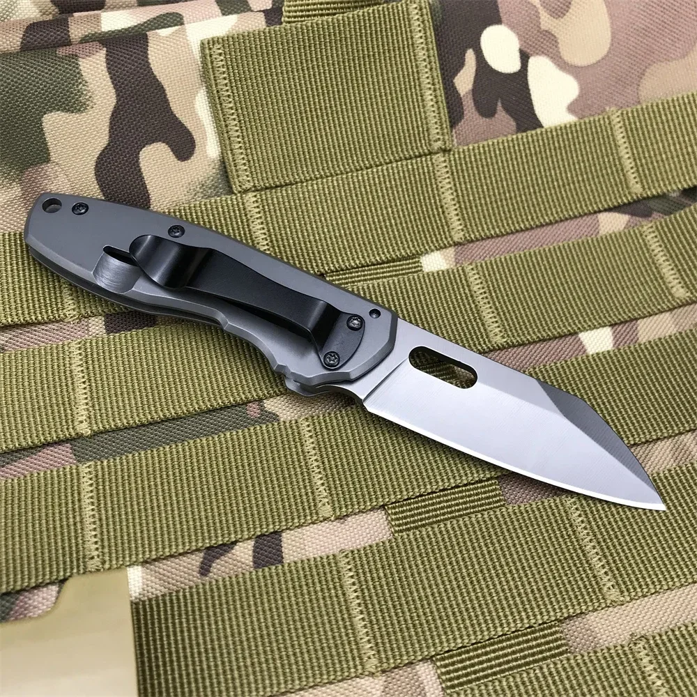 Description Picture 4 of itemBK DA103 Small Pocket Folding Knife 440 Grey Titanium Blade All Steel Handle Self Defense Outdoor Camping Hunting Knives