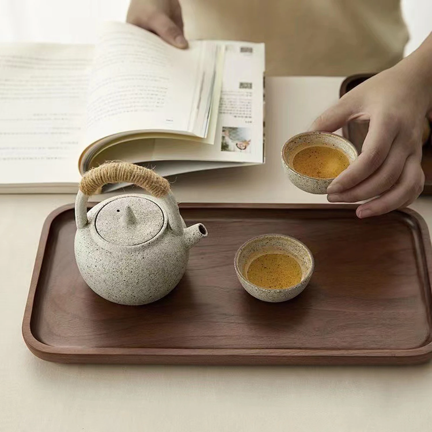 Black Walnut Wood Rectangular Serving Tray Tea/Coffee/Wine/Fruit Decorative Platters